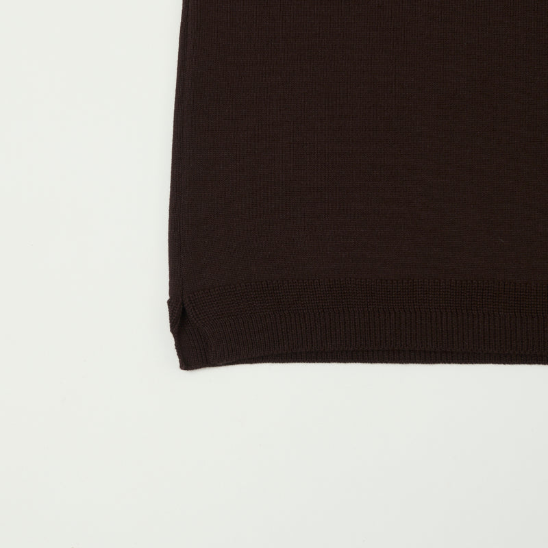 Fujito Knit Crew Neck T-Shirt - Dark Brown