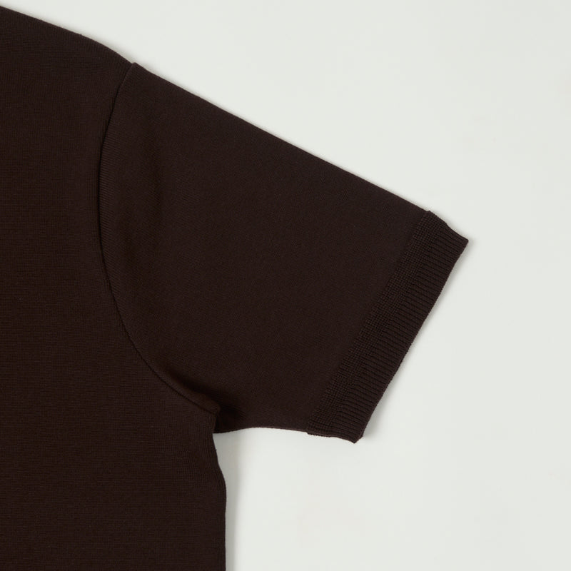 Fujito Knit Crew Neck T-Shirt - Dark Brown