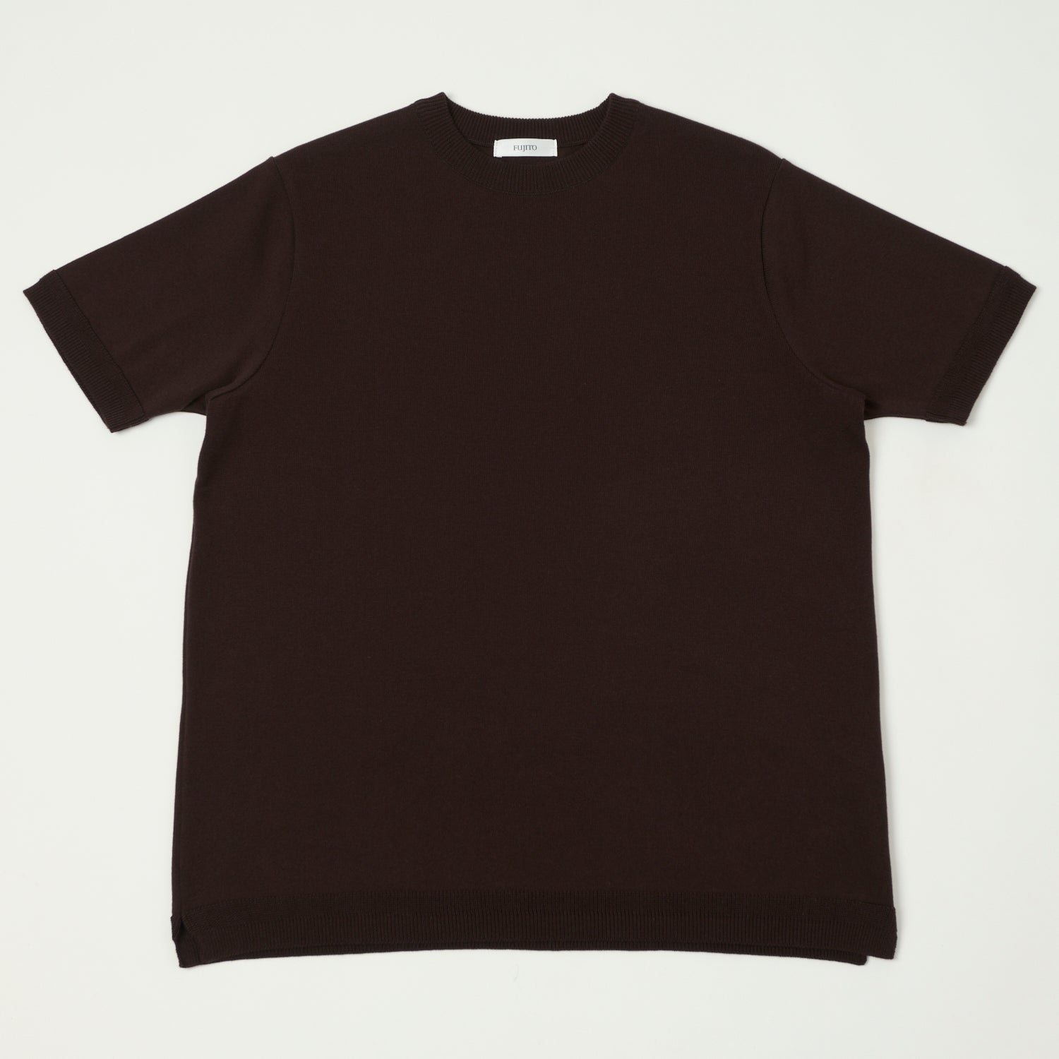 Fujito Knit Crew Neck T-Shirt - Dark Brown