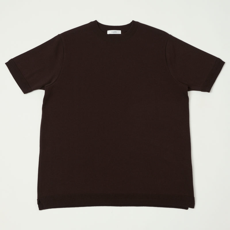 Fujito Knit Crew Neck T-Shirt - Dark Brown