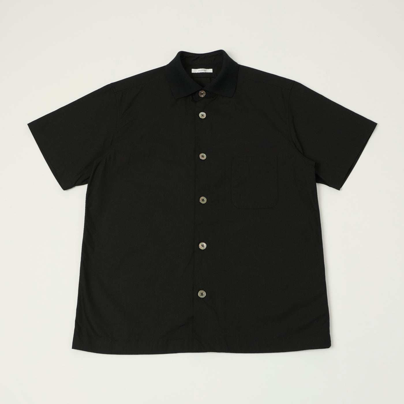 Fujito Rib Collar Short Sleeve Shirt - Black