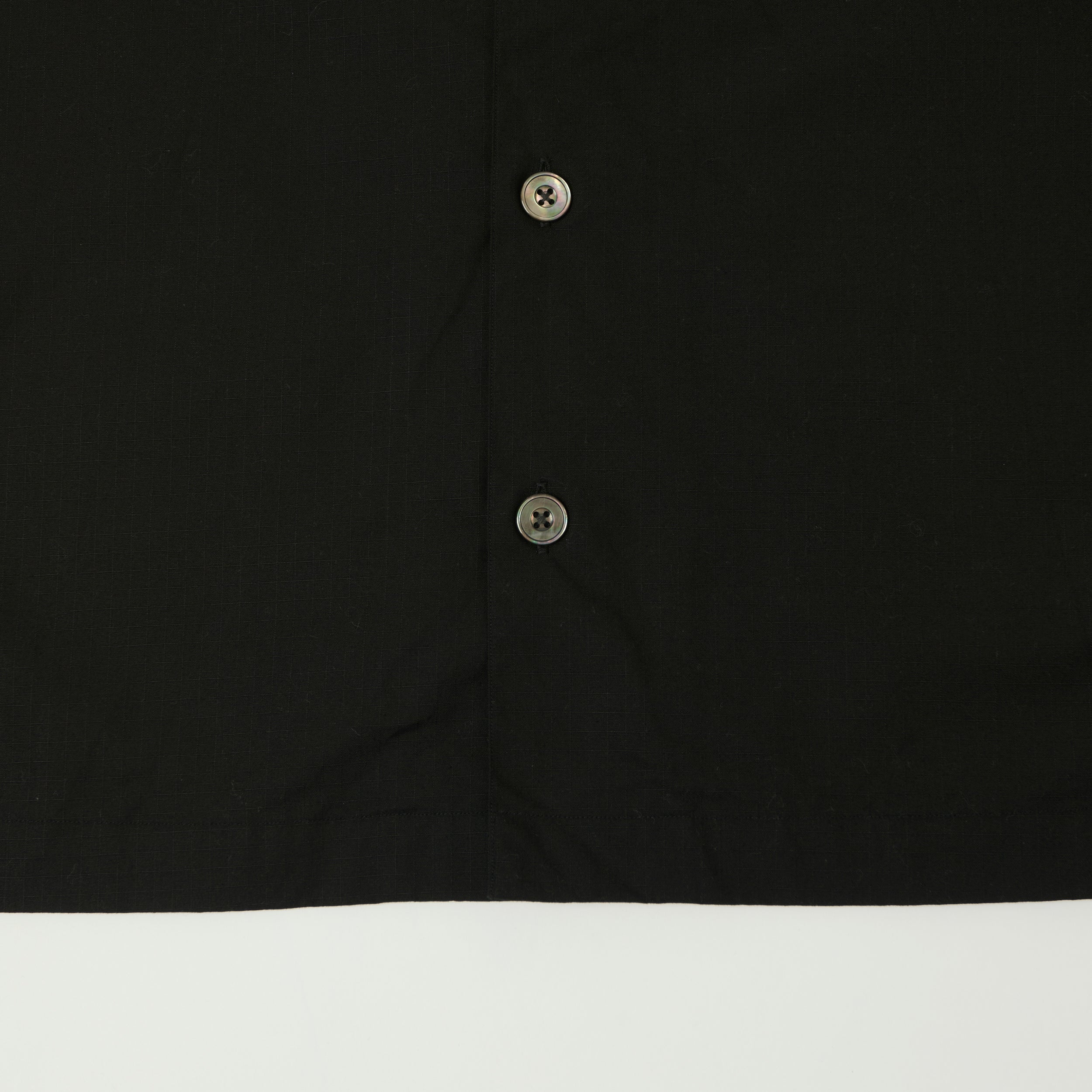 Fujito Rib Collar Short Sleeve Shirt - Black