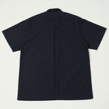 Fujito Rib Collar Short Sleeve Shirt - Navy