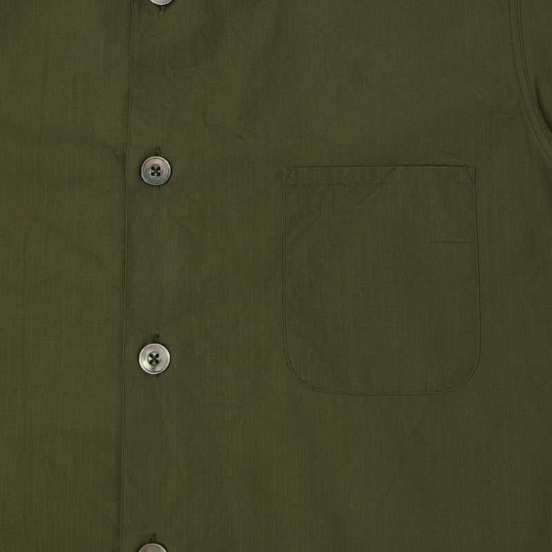 Fujito Rib Collar Short Sleeve Shirt - Olive