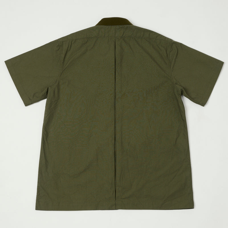 Fujito Rib Collar Short Sleeve Shirt - Olive