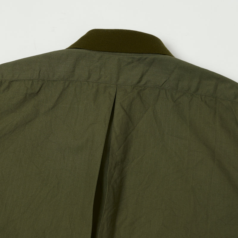 Fujito Rib Collar Short Sleeve Shirt - Olive