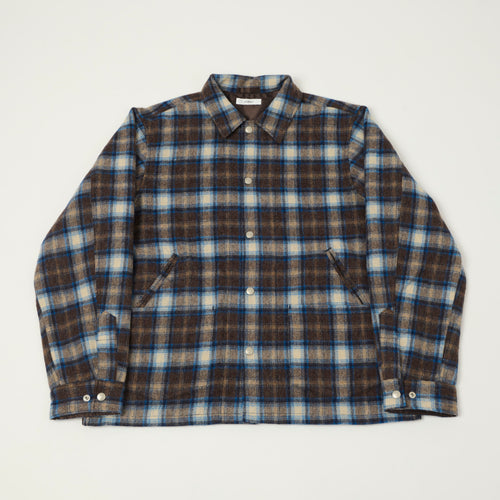 Fujito Brushed Wool Plaid 'CPO' Jacket - Blue