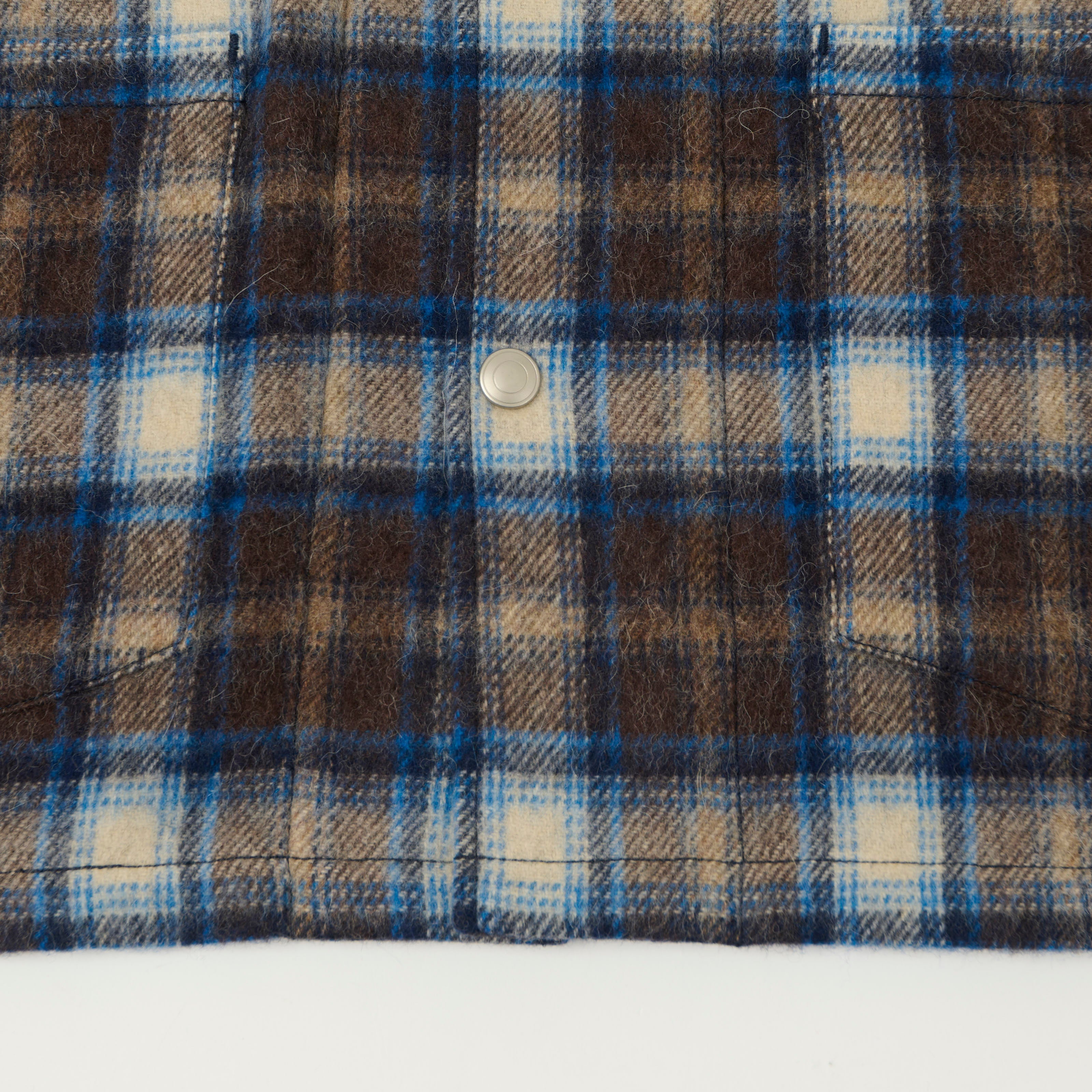 Fujito Brushed Wool Plaid 'CPO' Jacket - Blue