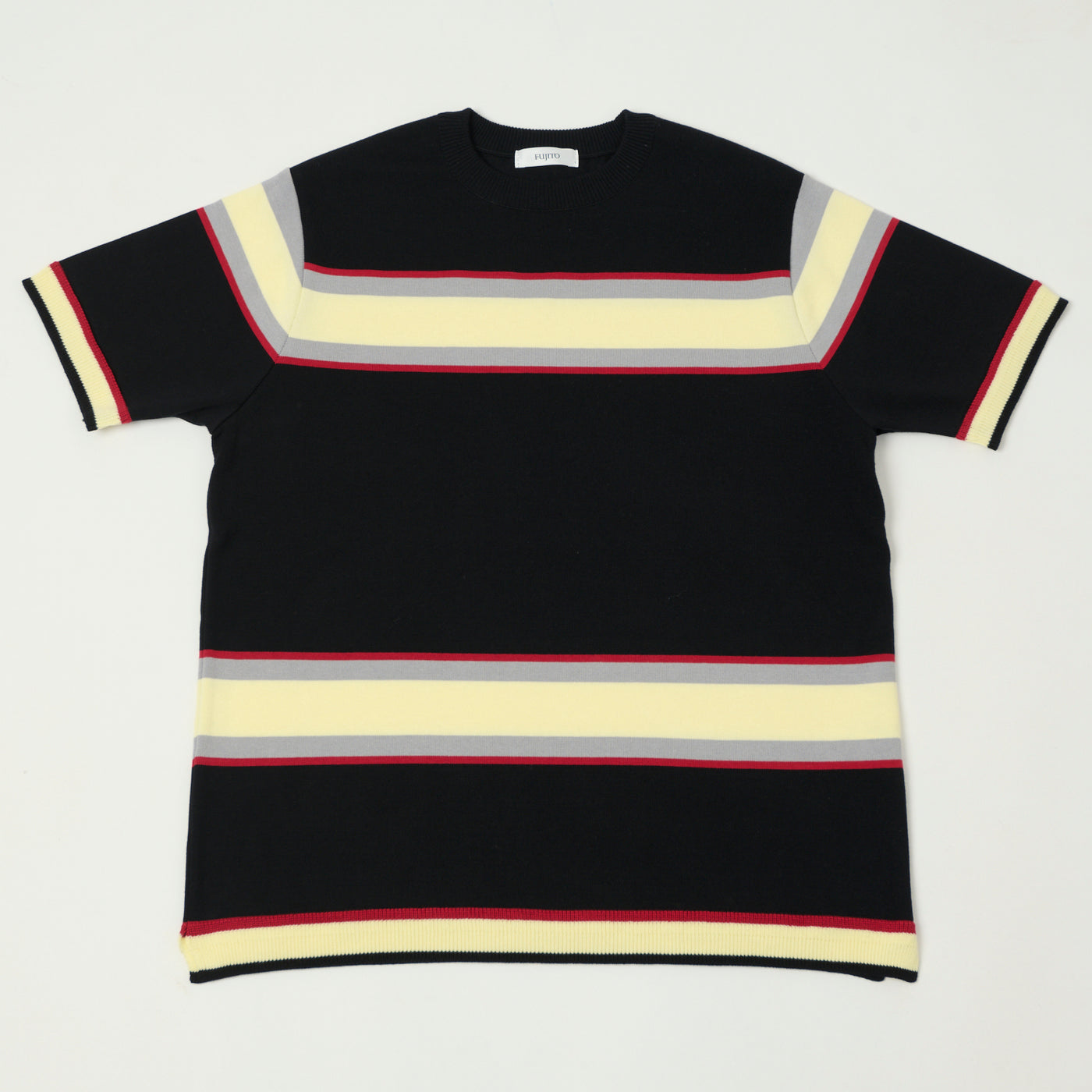 Fujito Border Knit T-Shirt - Black