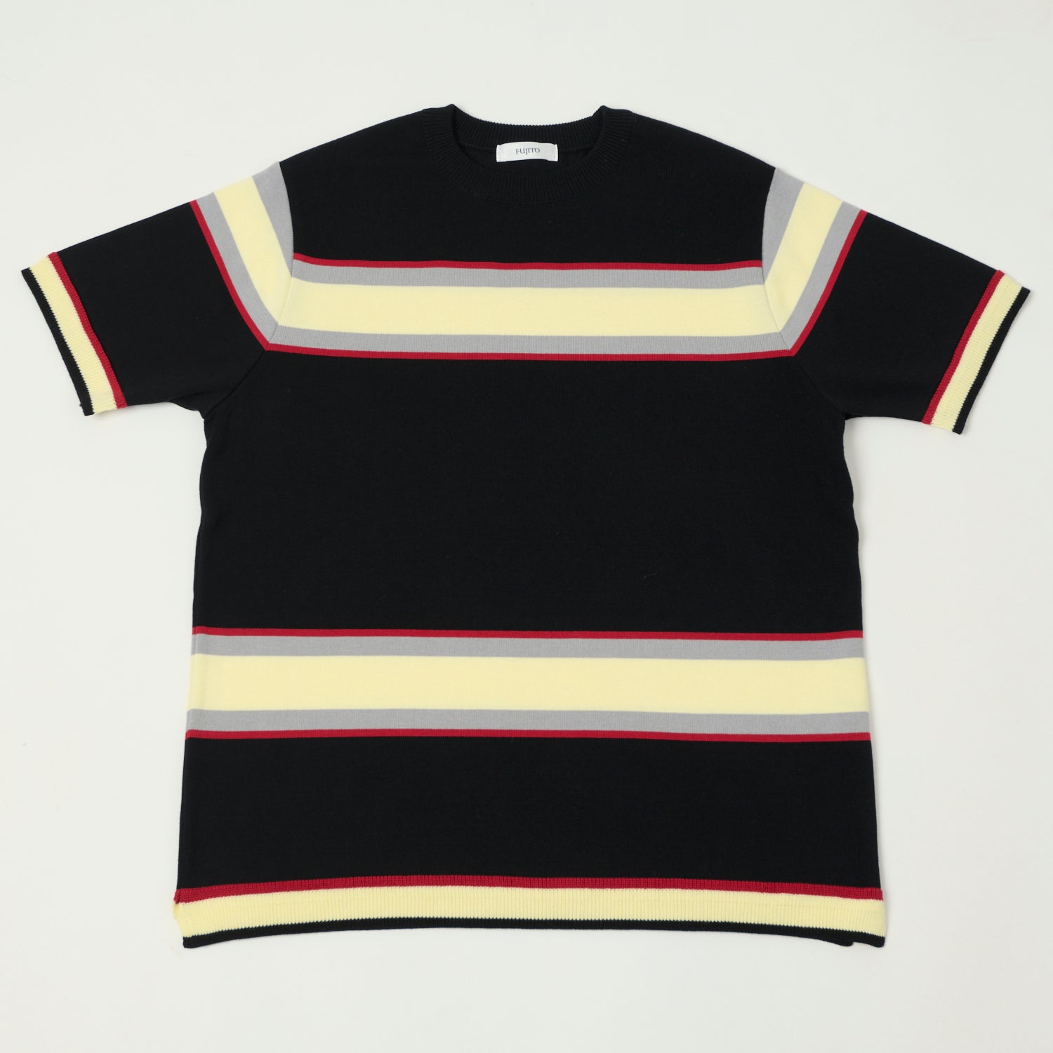 Fujito Border Knit T-Shirt - Black