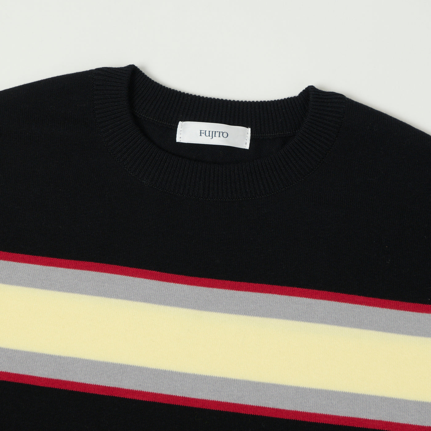Fujito Border Knit T-Shirt - Black