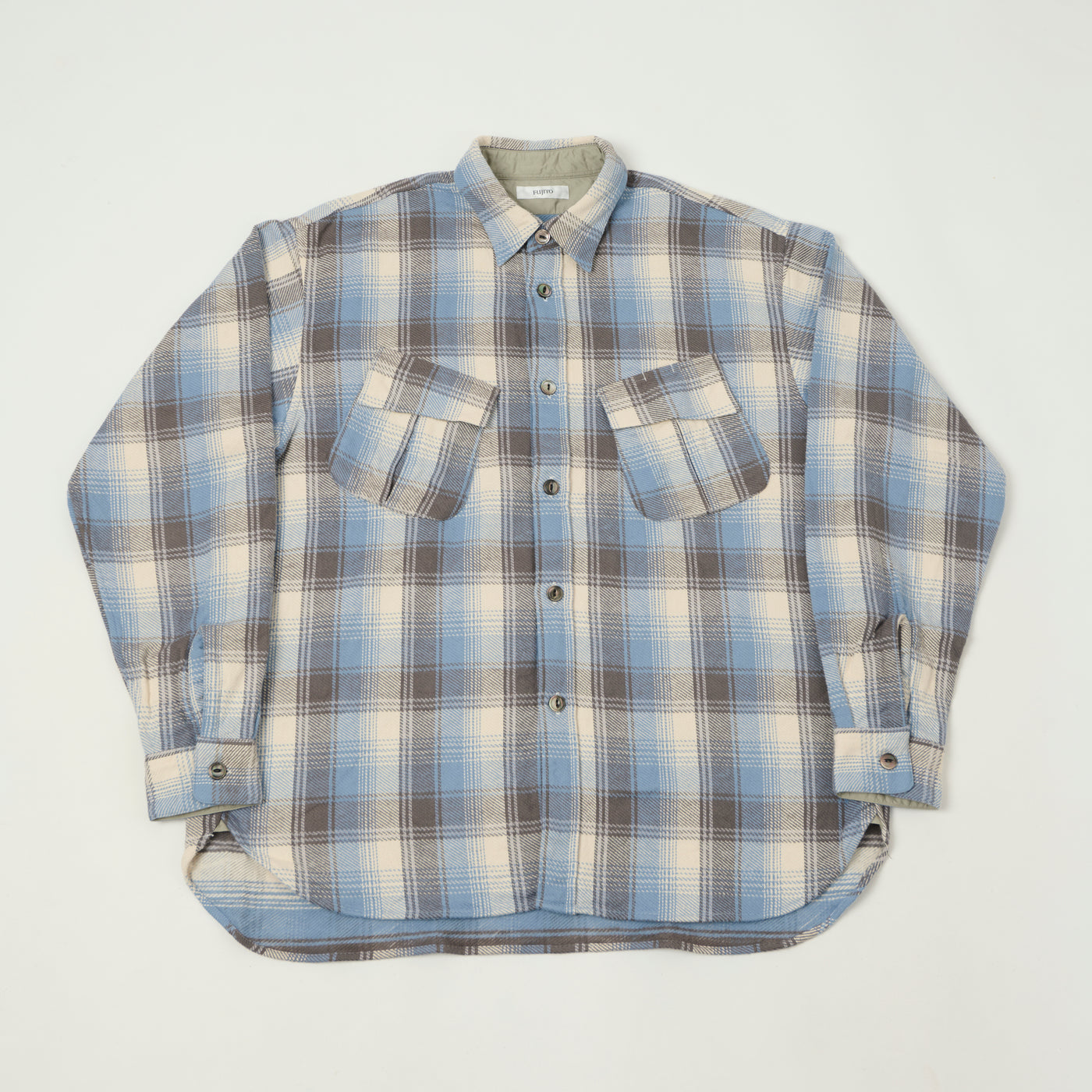 Fujito Fatigue Pocket Plaid Shirt - Blue
