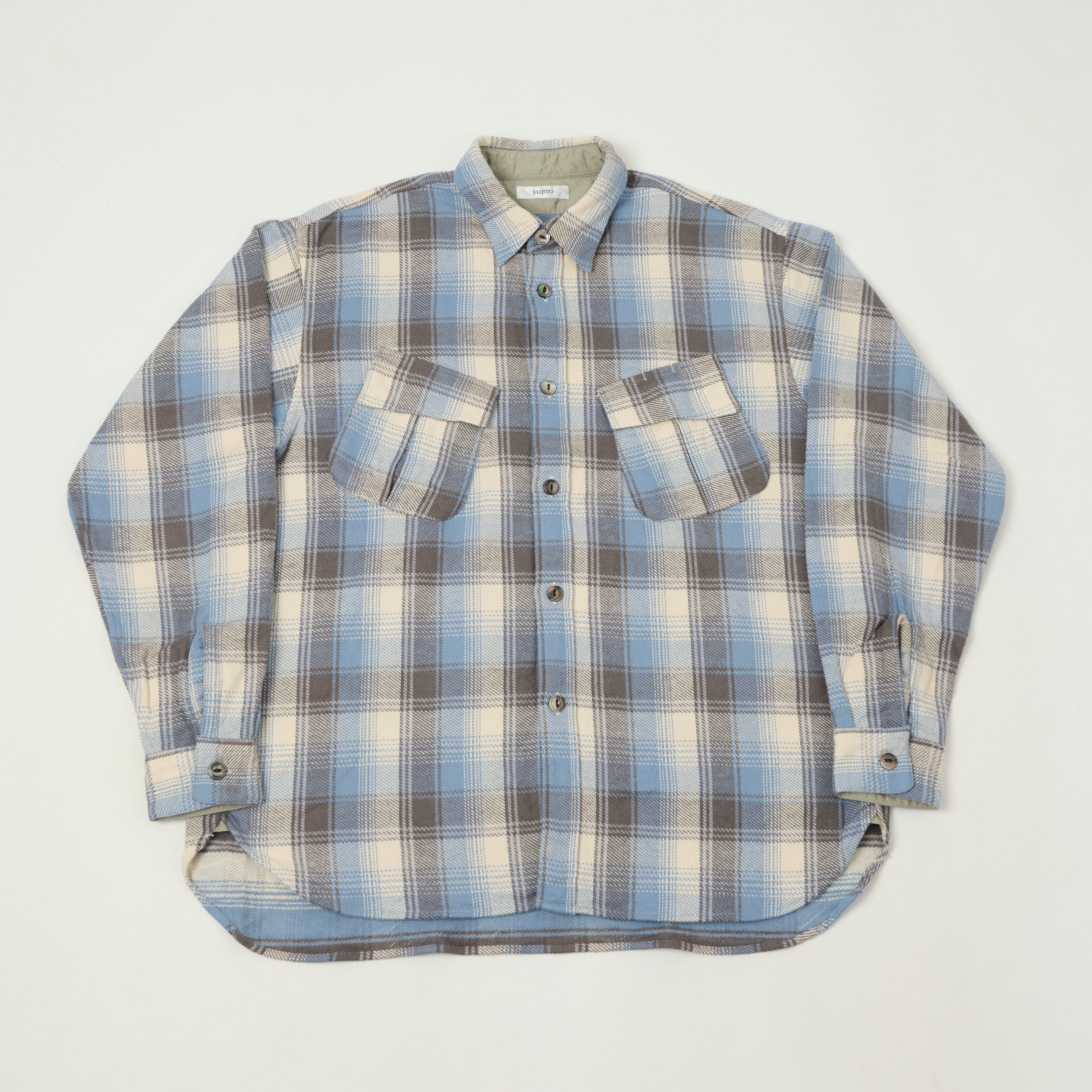 Fujito Fatigue Pocket Plaid Shirt - Blue