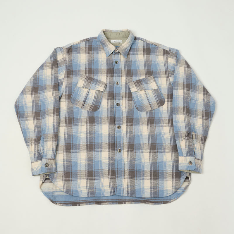 Fujito Fatigue Pocket Plaid Shirt - Blue