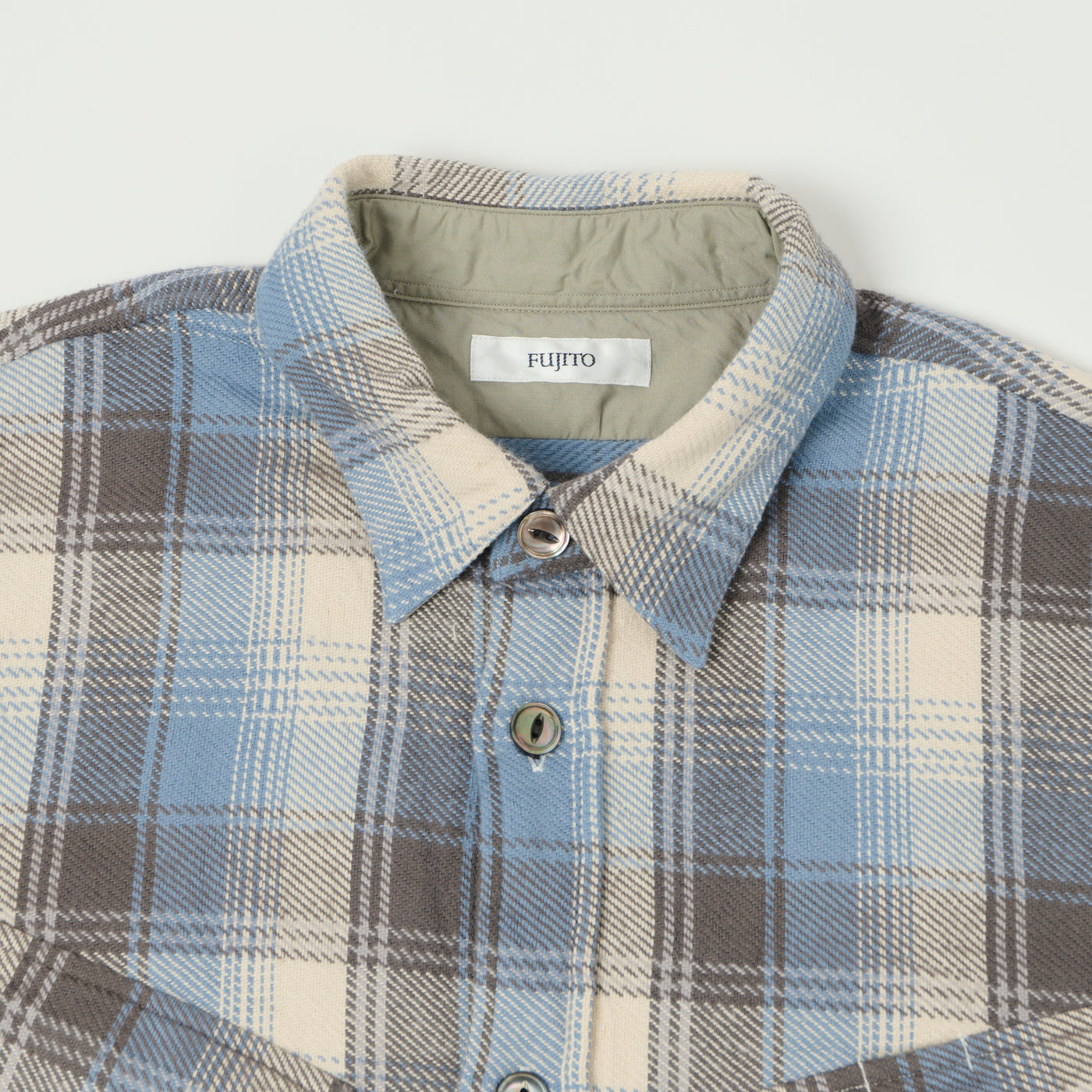 Fujito Fatigue Pocket Plaid Shirt - Blue