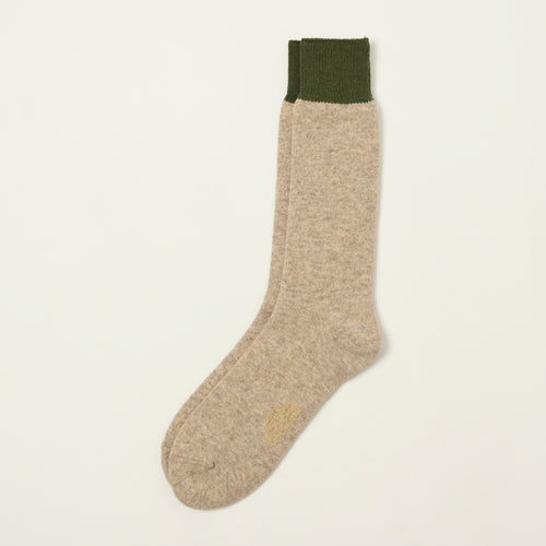 FULLCOUNT 6110 Wool Cashmere Military Socks - Grey Beige/Green