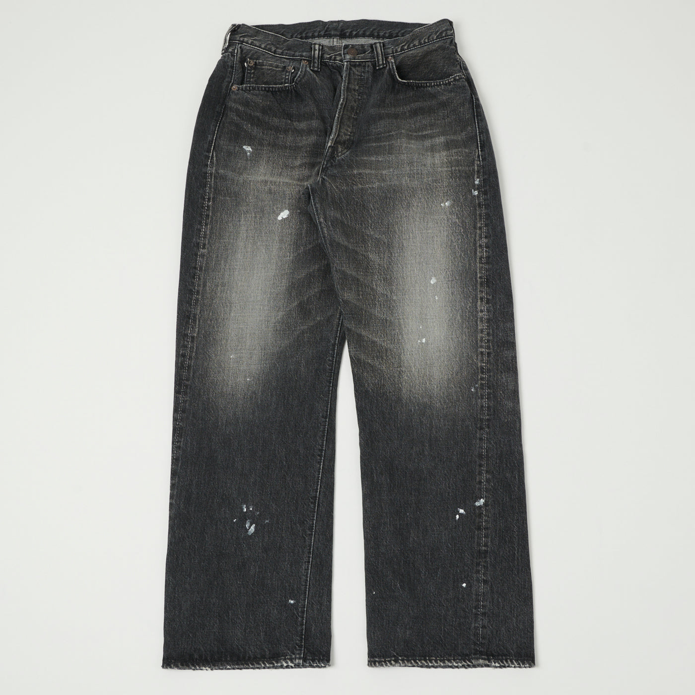 FULLCOUNT 0105 13.7oz Wide Straight Jean - Black 'Splatter Dartford' Wash