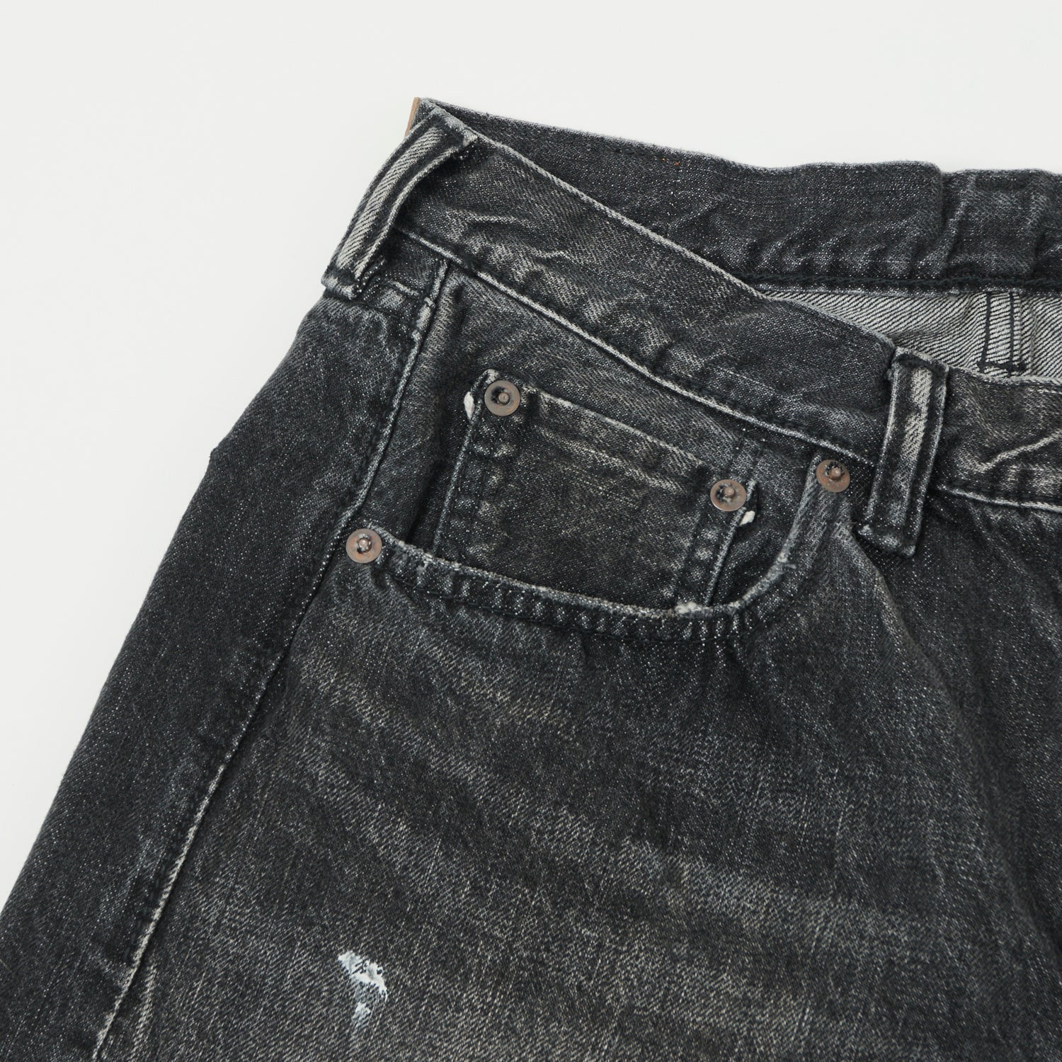 FULLCOUNT 0105 13.7oz Wide Straight Jean - Black 'Splatter Dartford' Wash