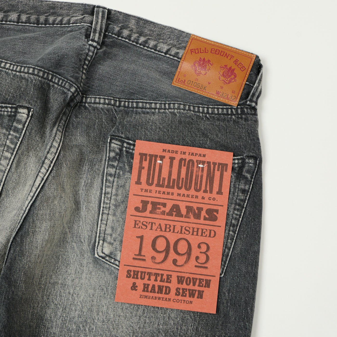 FULLCOUNT 0105 13.7oz Wide Straight Jean - Black 'Dartford' Wash