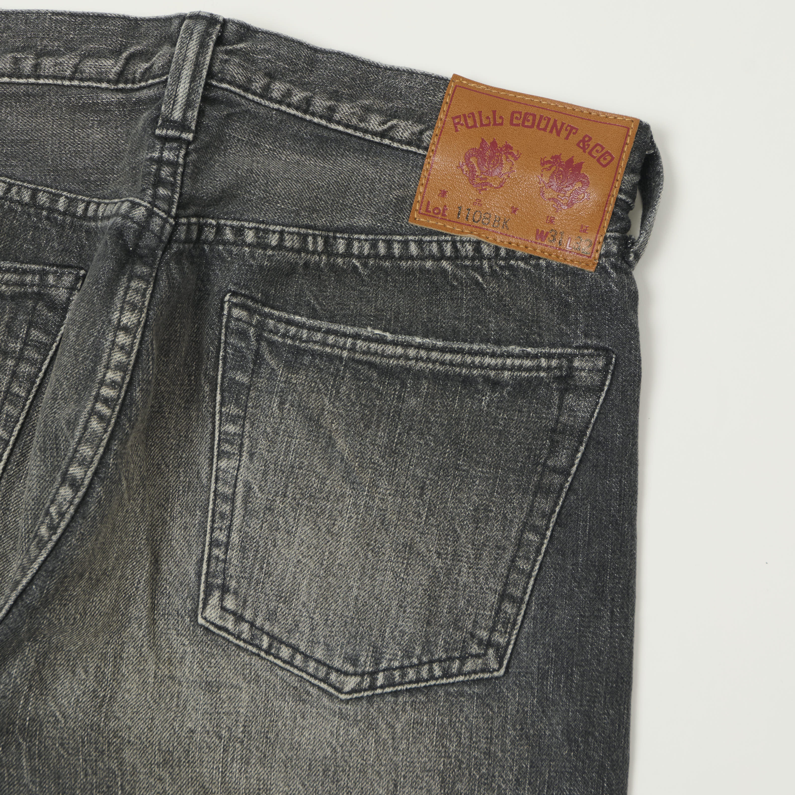 FULLCOUNT 1108 13.7oz Regular Straight Jean - Black 'Dartford' Wash