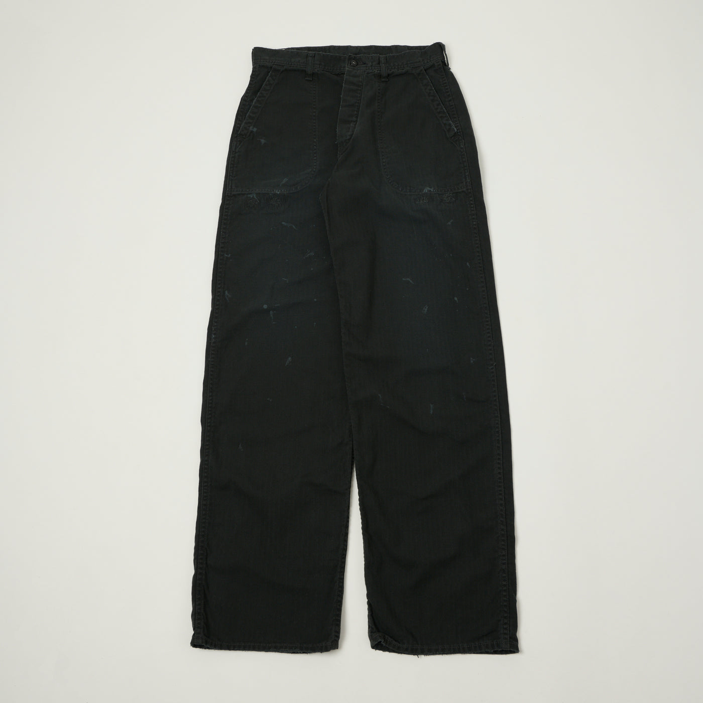 FULLCOUNT 1141 Herringbone Twill 'Vintage Effect' U. S. Navy Seamens Trousers  - Black