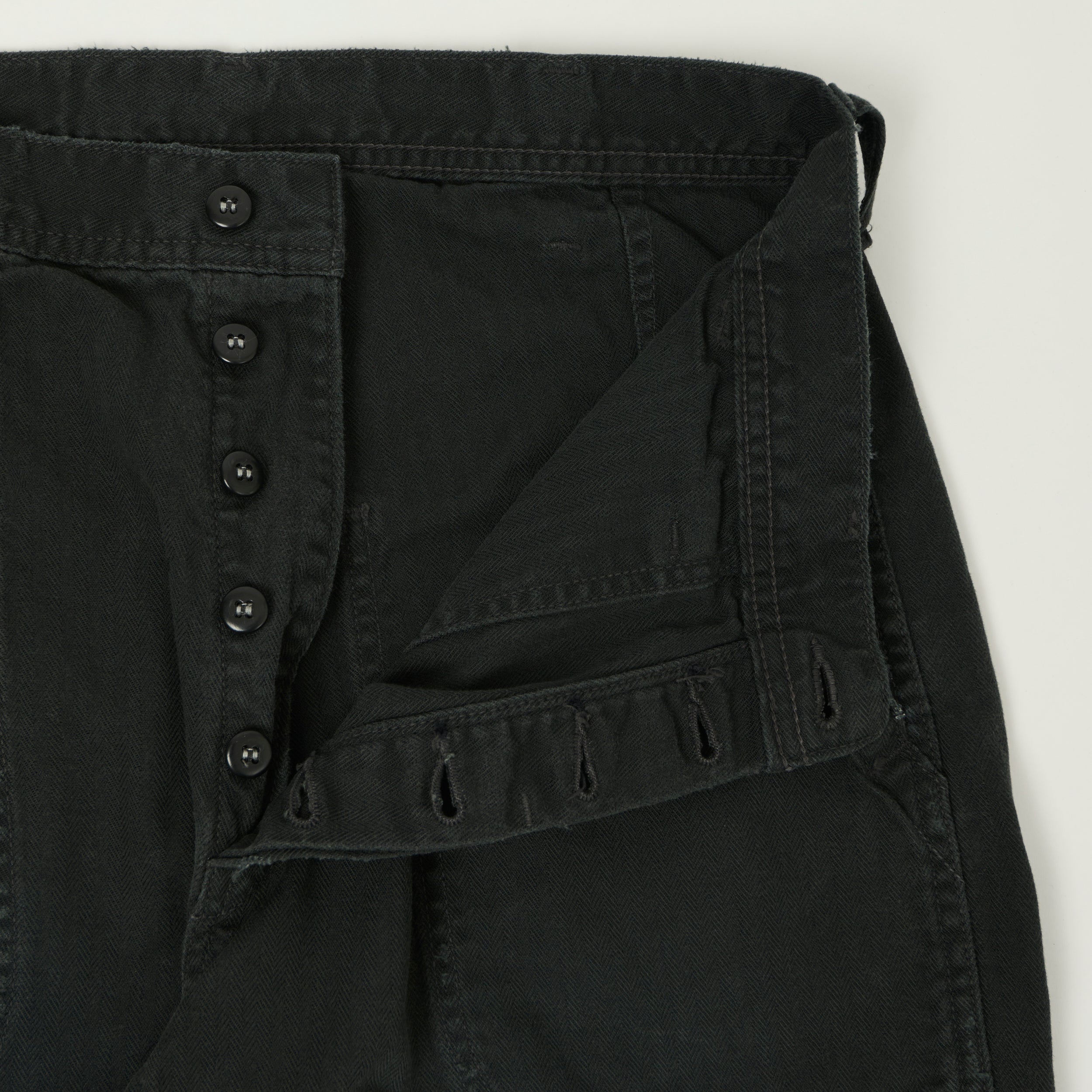 FULLCOUNT 1141 Herringbone Twill 'Vintage Effect' U. S. Navy Seamens Trousers  - Black