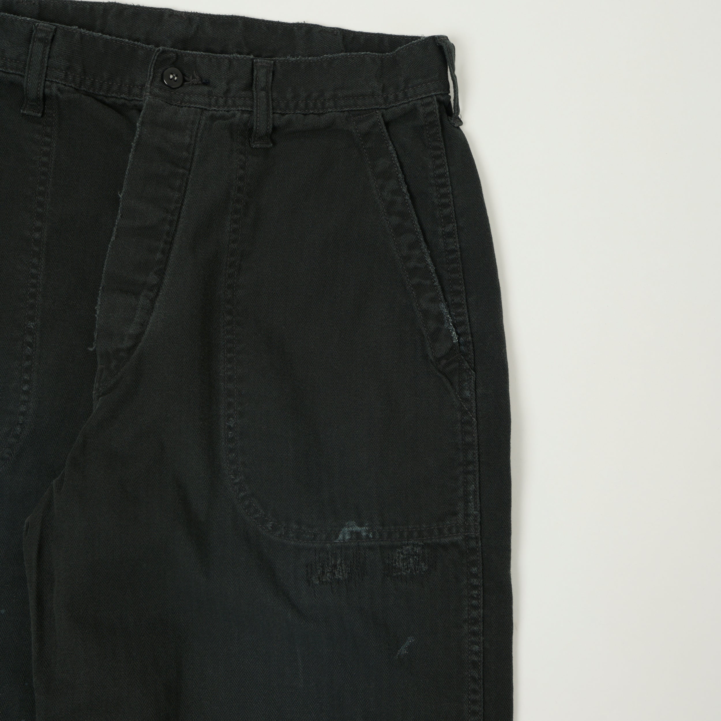 FULLCOUNT 1141 Herringbone Twill 'Vintage Effect' U. S. Navy Seamens Trousers  - Black
