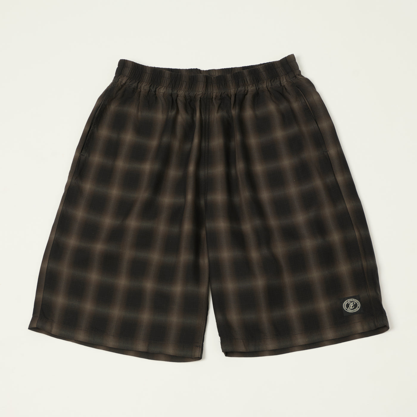 FULLCOUNT 1143 Ombre Check Resort Shorts - Black