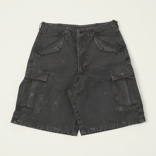 FULLCOUNT 1144 'Vintage Effect' Tent Cloth Field Cargo Shorts - Faded Black