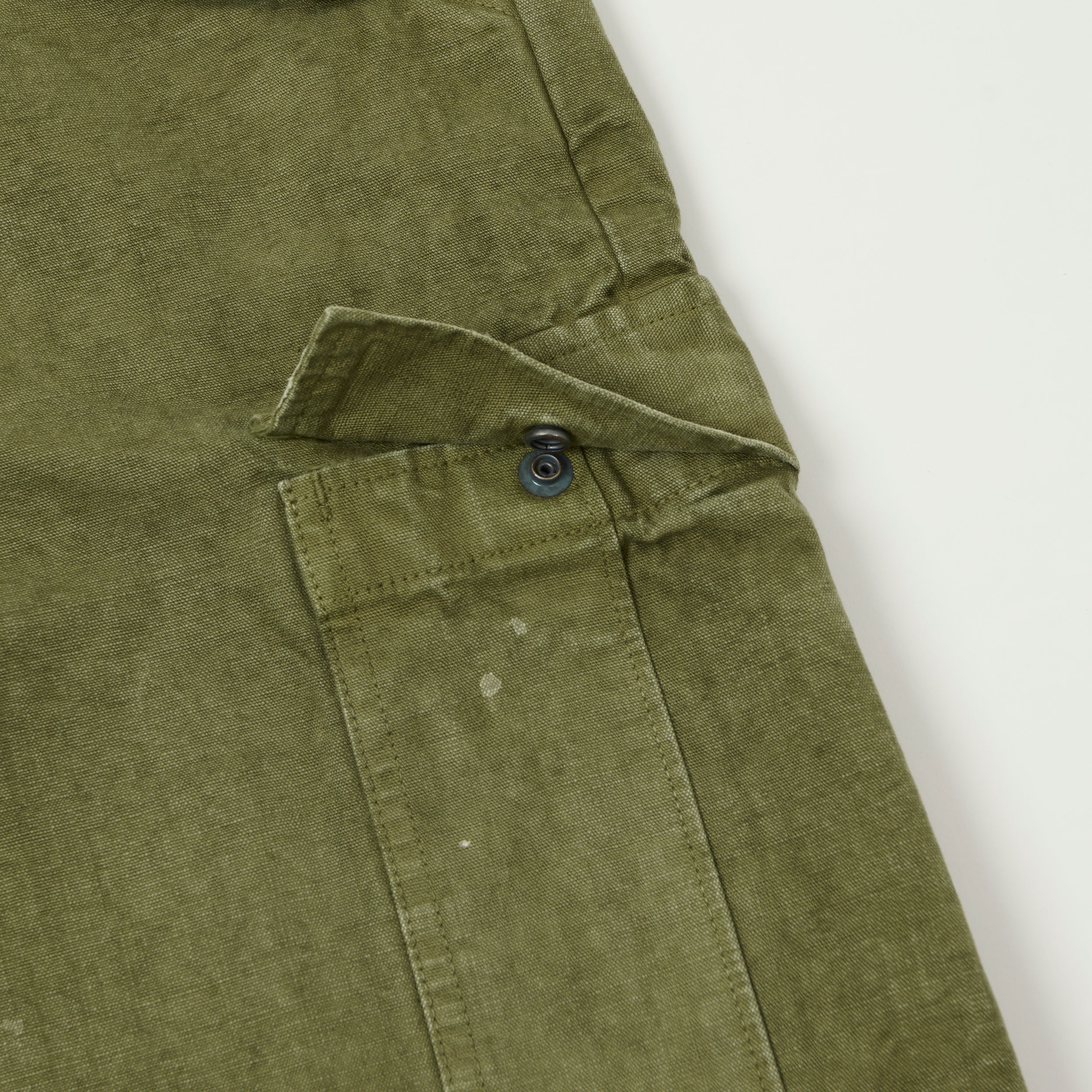 FULLCOUNT 1144 'Vintage Effect' Tent Cloth Field Cargo Shorts - Olive