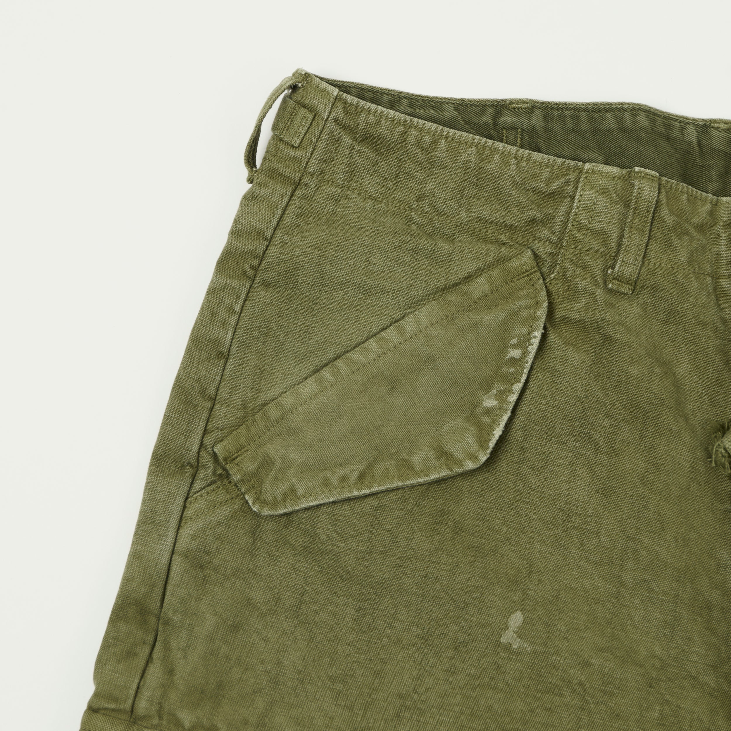 FULLCOUNT 1144 'Vintage Effect' Tent Cloth Field Cargo Shorts - Olive