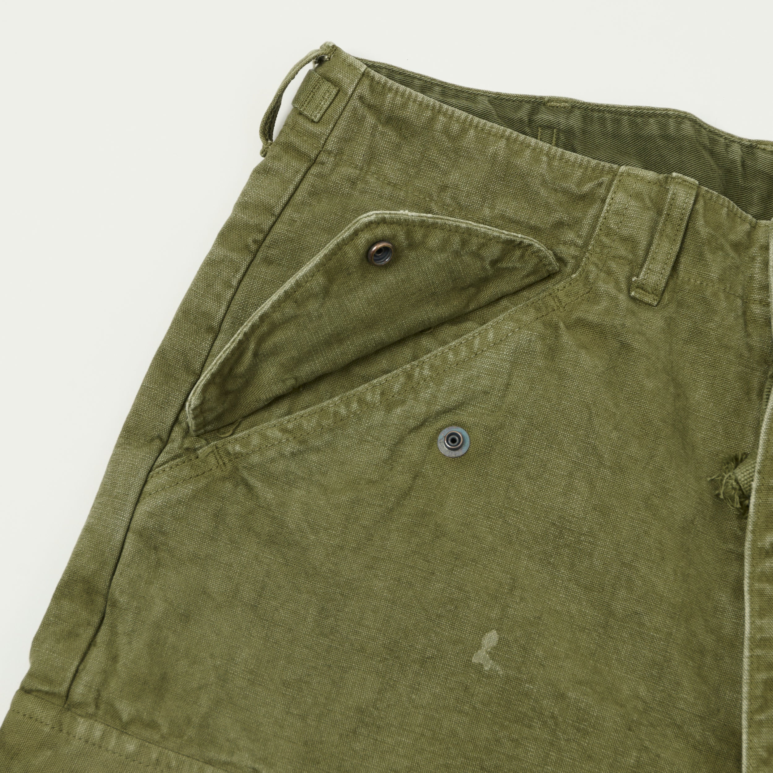 FULLCOUNT 1144 'Vintage Effect' Tent Cloth Field Cargo Shorts - Olive