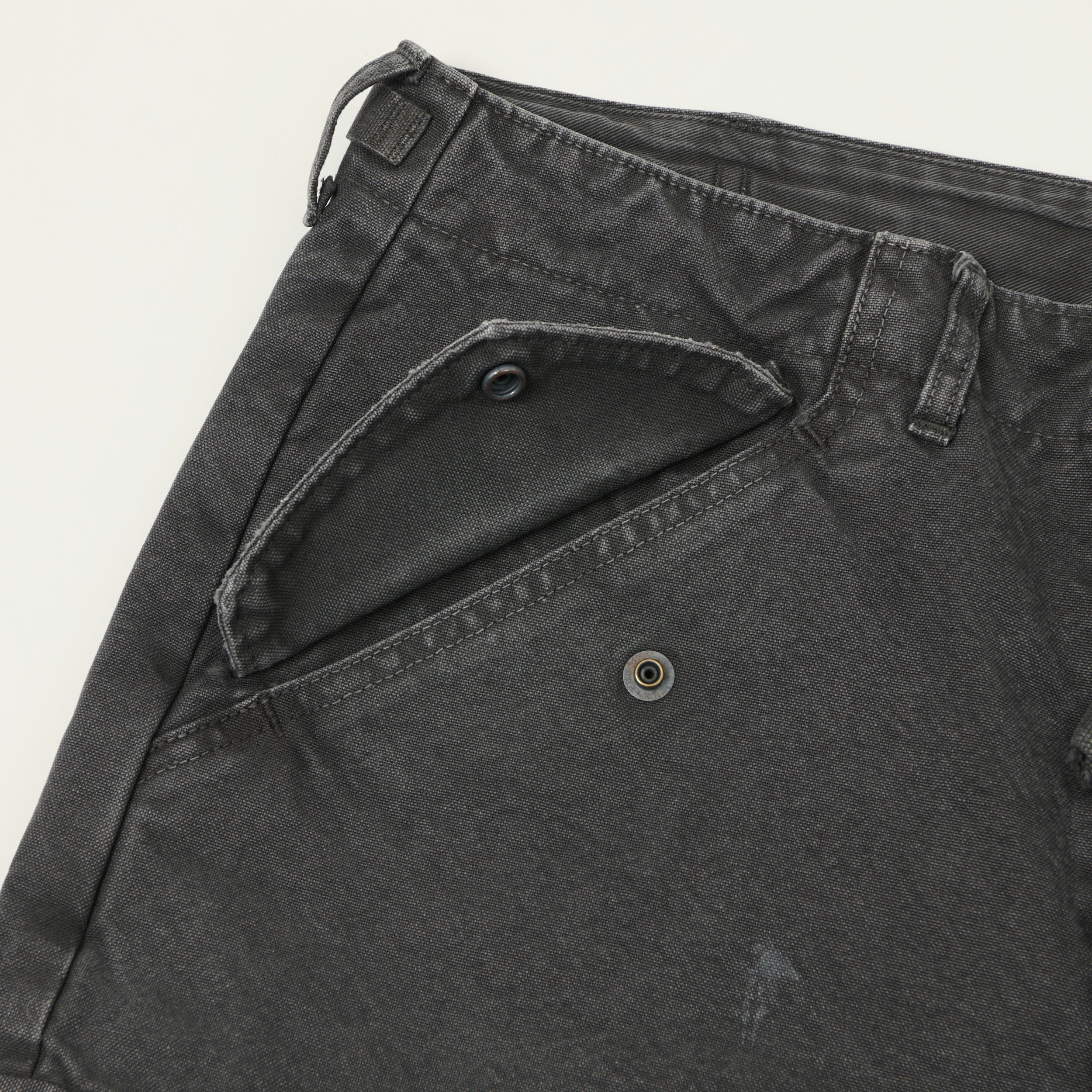 FULLCOUNT 1144 'Vintage Effect' Tent Cloth Field Cargo Shorts - Faded Black