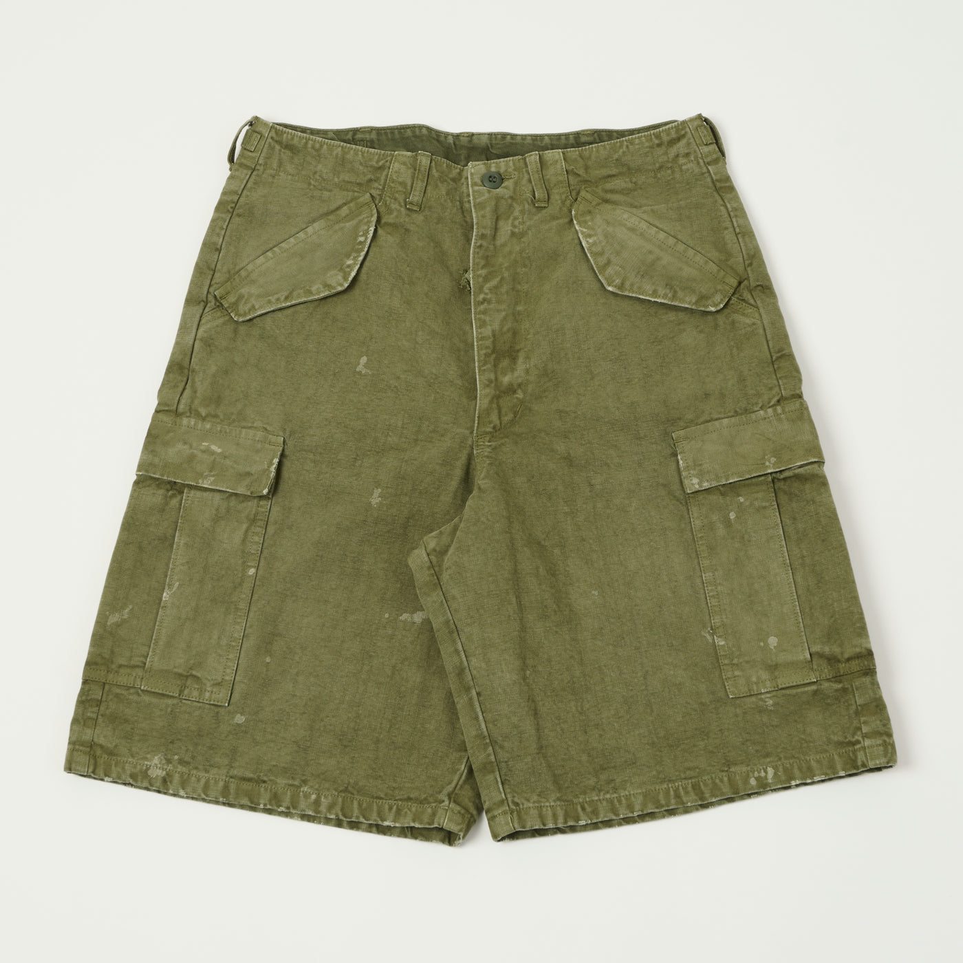 FULLCOUNT 1144 'Vintage Effect' Tent Cloth Field Cargo Shorts - Olive