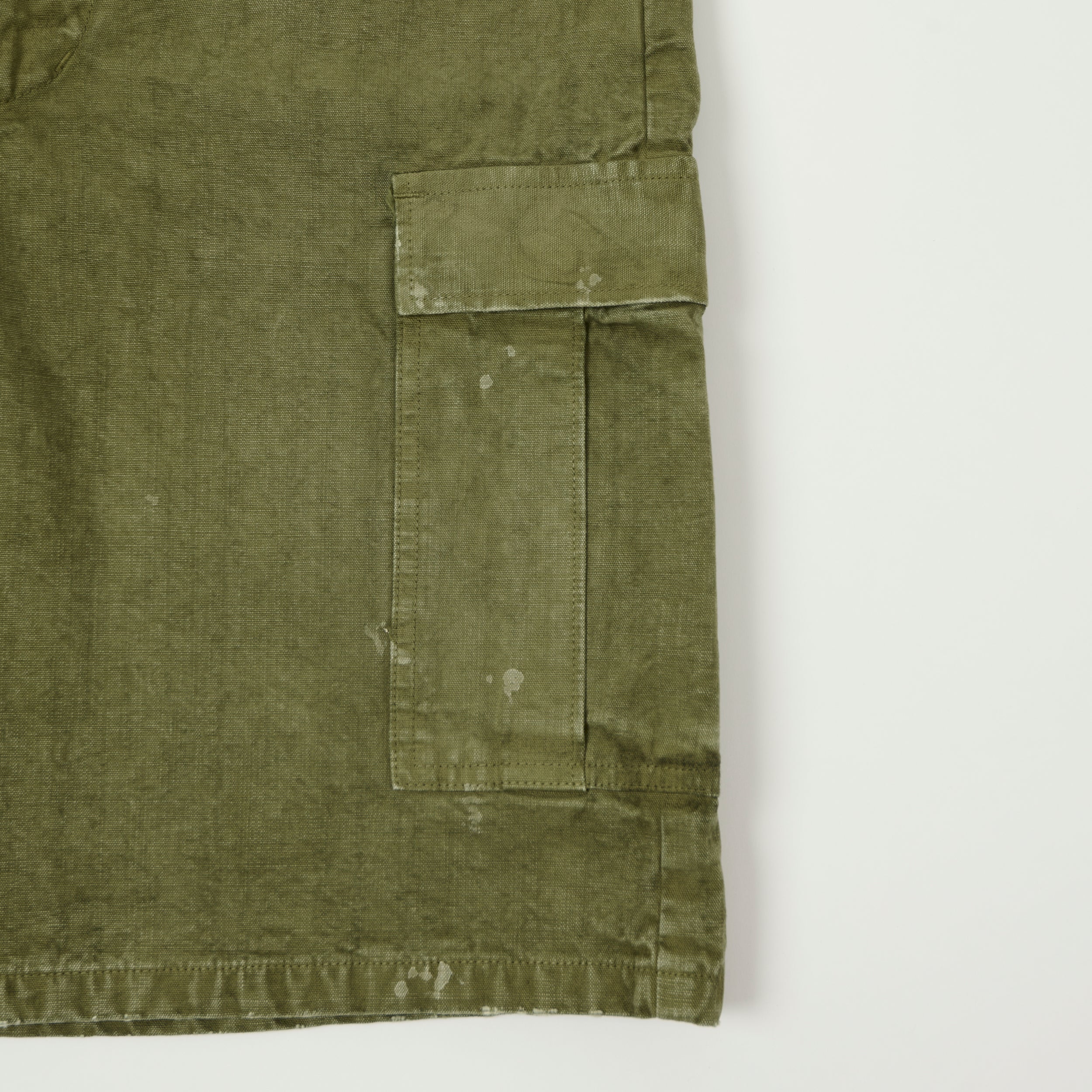 FULLCOUNT 1144 'Vintage Effect' Tent Cloth Field Cargo Shorts - Olive