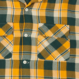 Full Count 4086 Open Collar Check Flannel Shirt - Yellow x Green