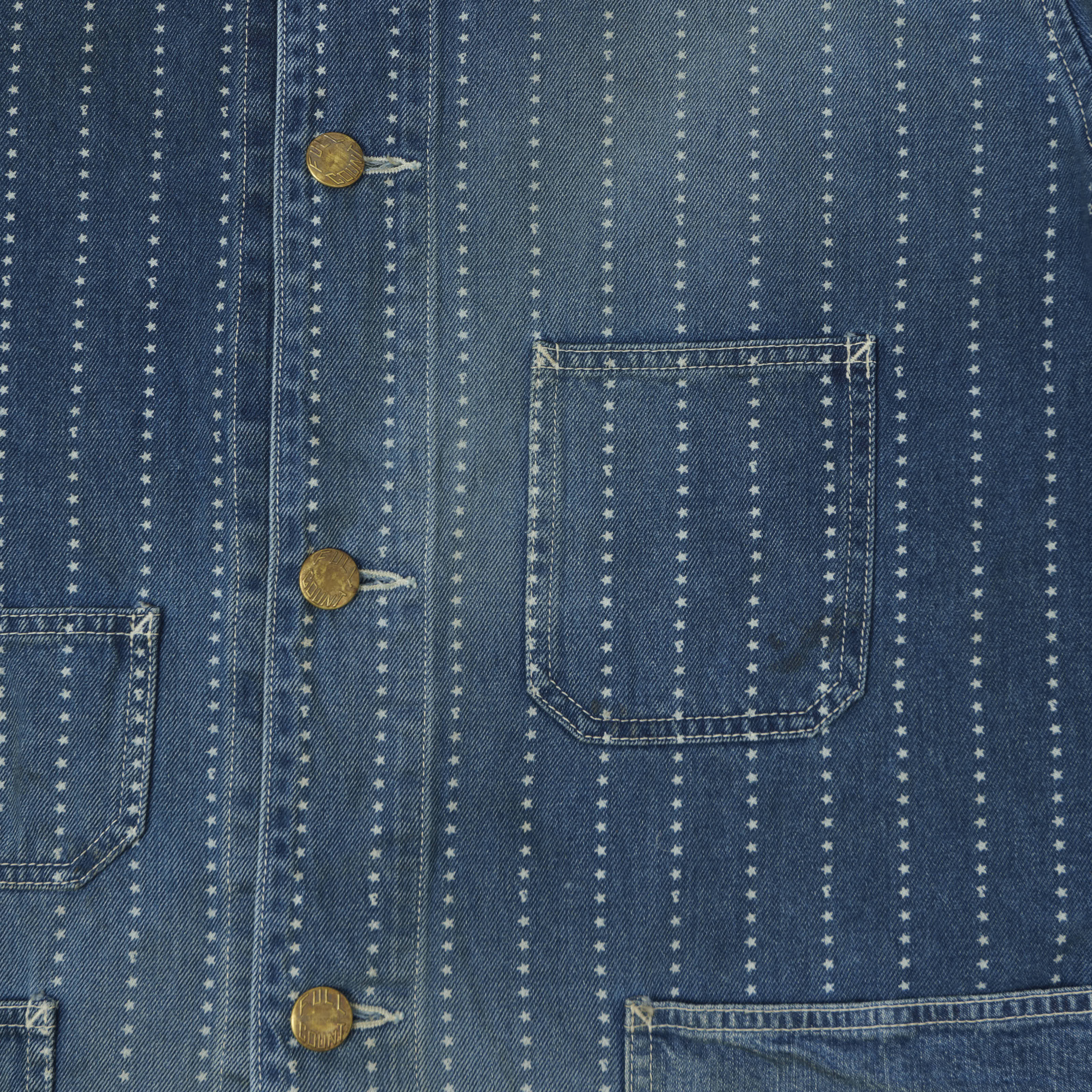 FULLCOUNT 2051 Star Print Wabash Chore Jacket - Heavy Wash