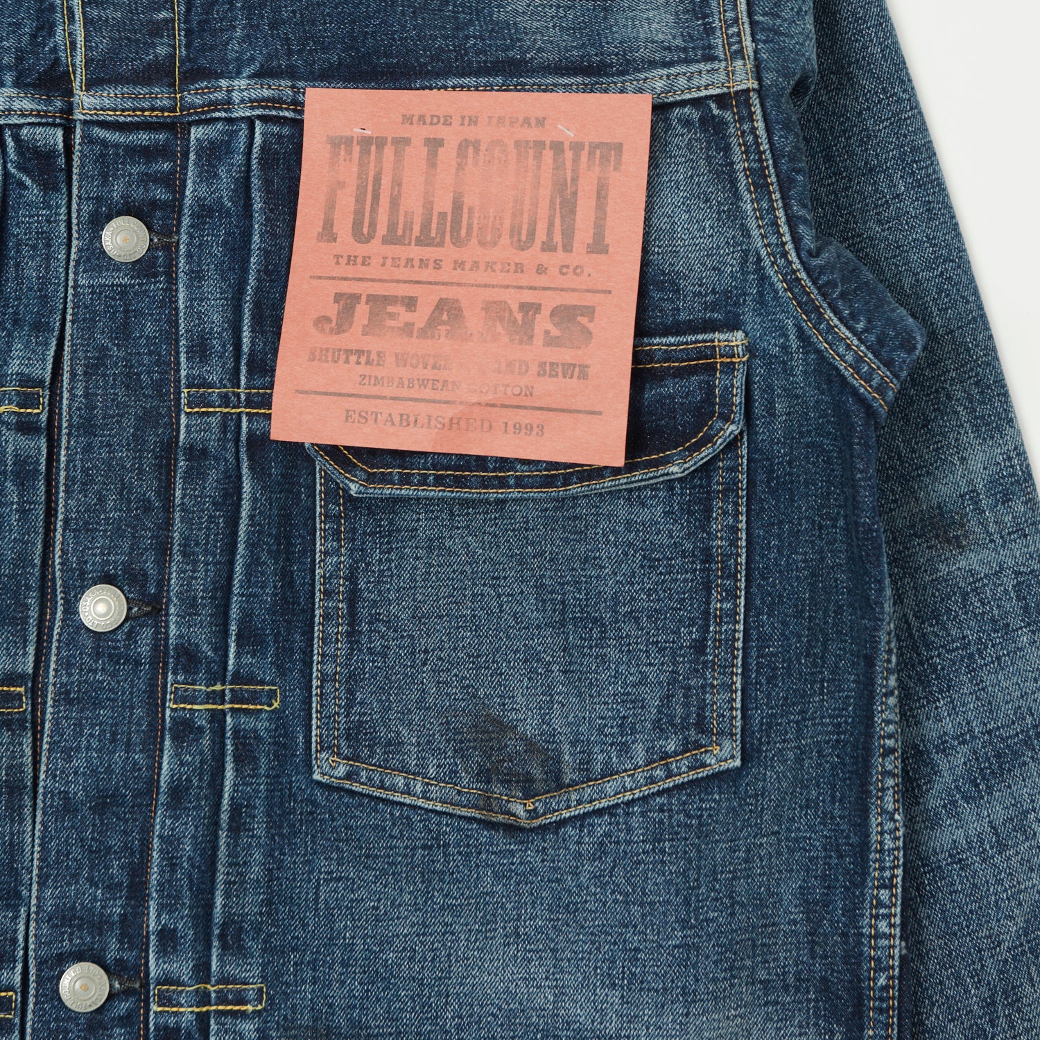 FULLCOUNT 2102XX 15.5oz Type II Denim Jacket - 'Fear of the Dark' Wash