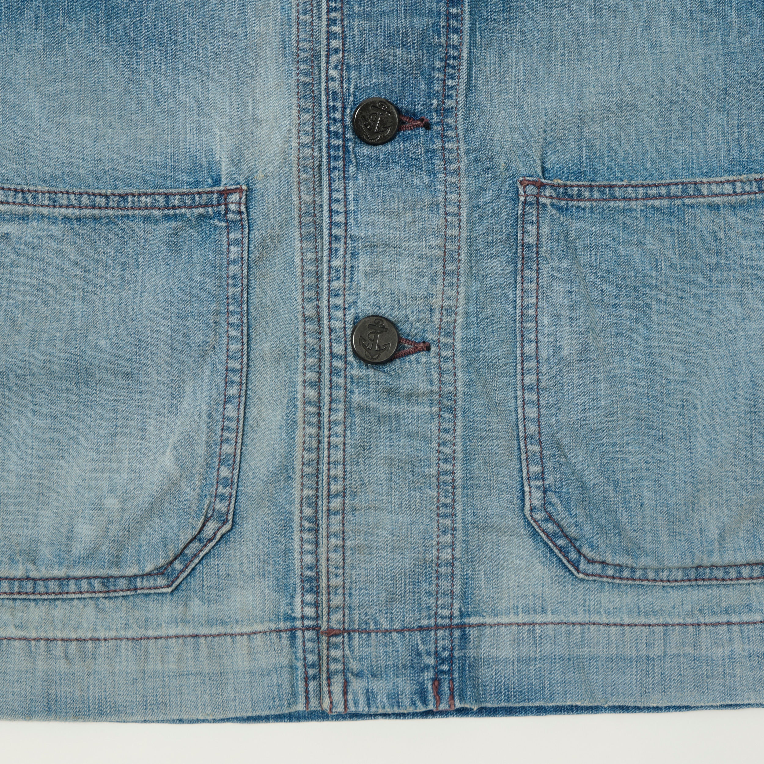 FULLCOUNT 2052 8oz Denim U.S. Navy Shawl Collar Jacket - 'Master of Reality' Wash