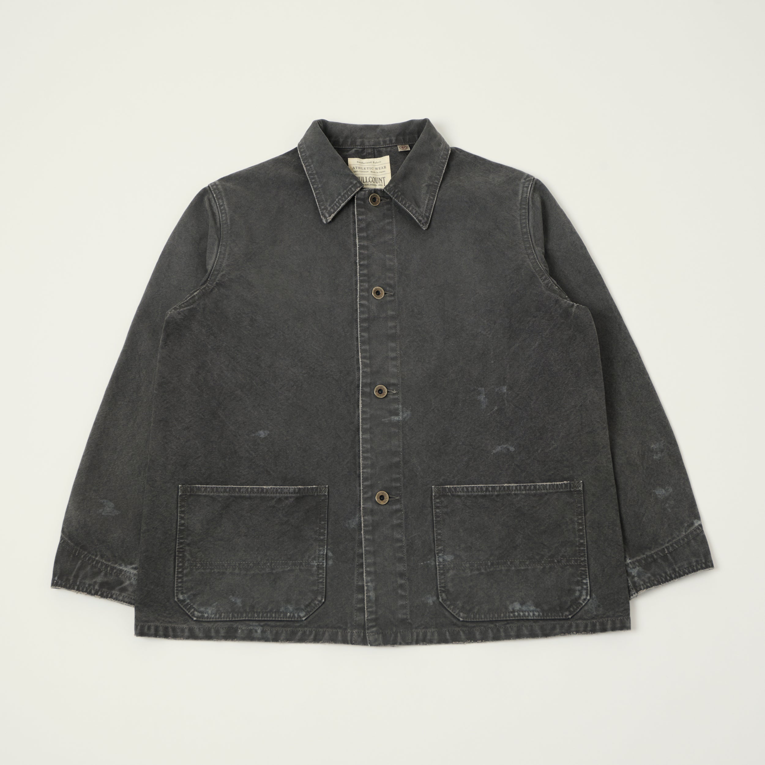 FULLCOUNT 2053 'Vintage Effect' Tent Cloth Chore Jacket - Faded Black