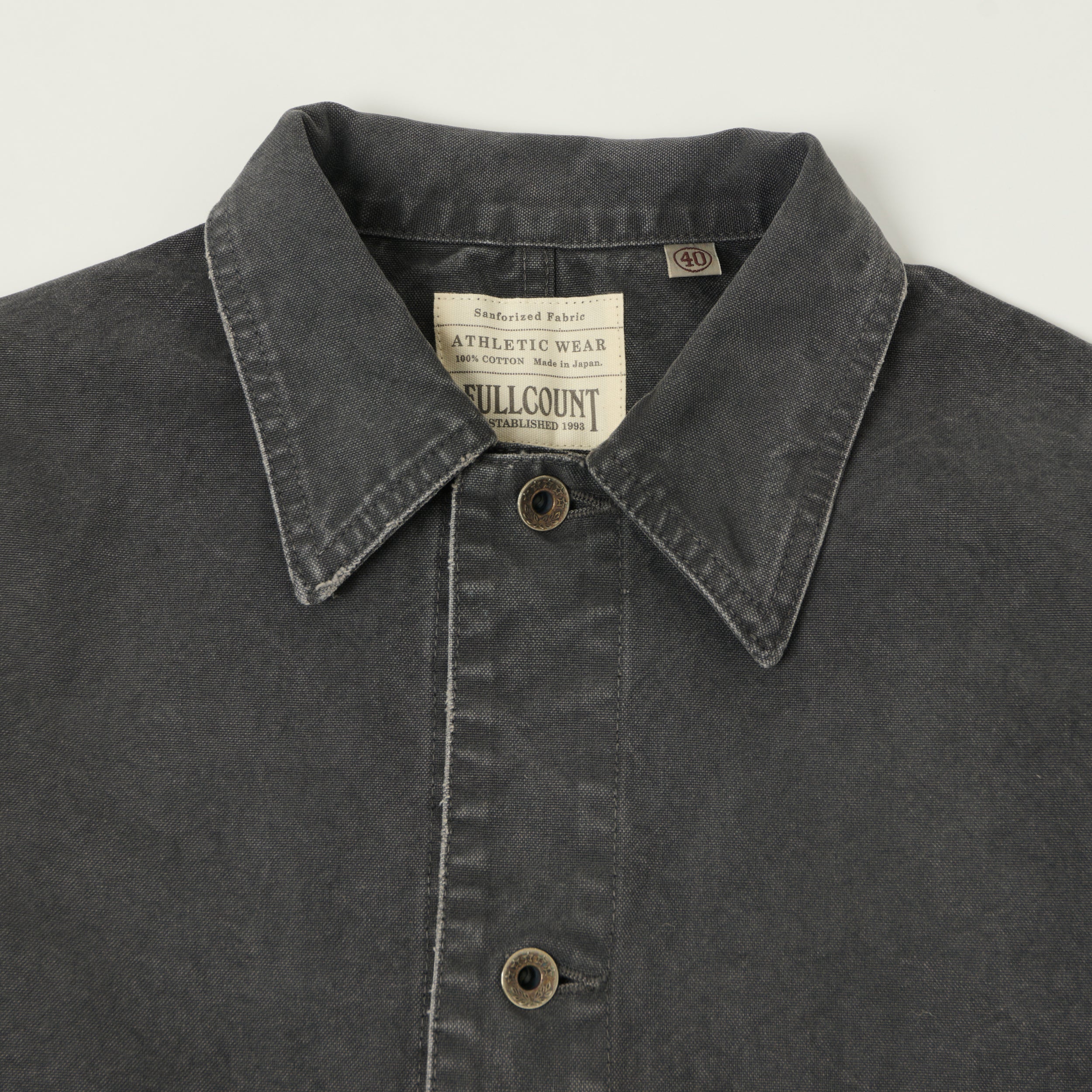 FULLCOUNT 2053 'Vintage Effect' Tent Cloth Chore Jacket - Faded Black