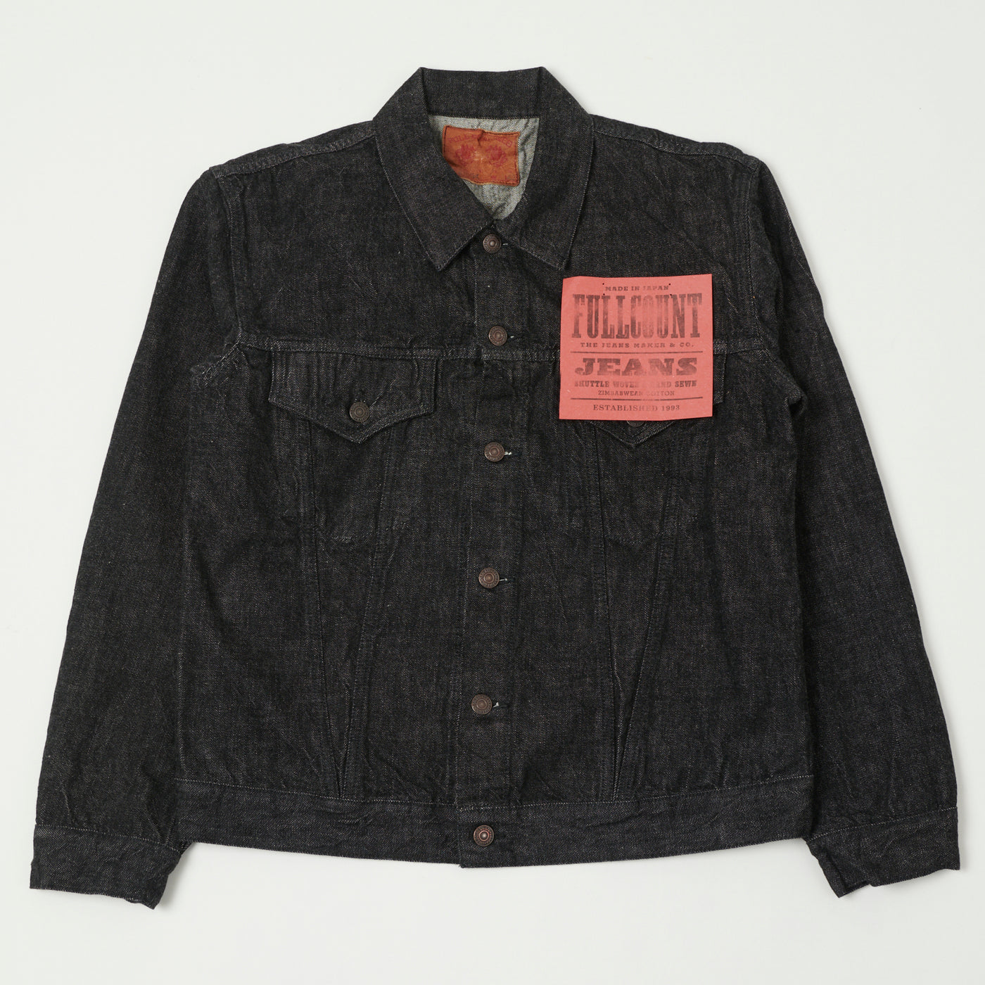 FULLCOUNT 2101 13.7oz Type III Denim Jacket - Black One Wash