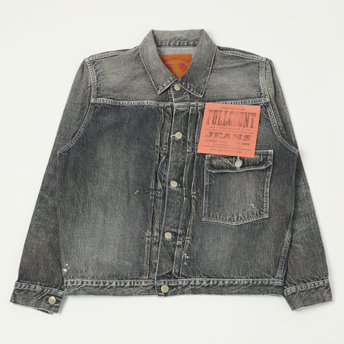 FULLCOUNT 2107 13.5oz Type I Denim Jacket - Black Splatter Dartford Wash