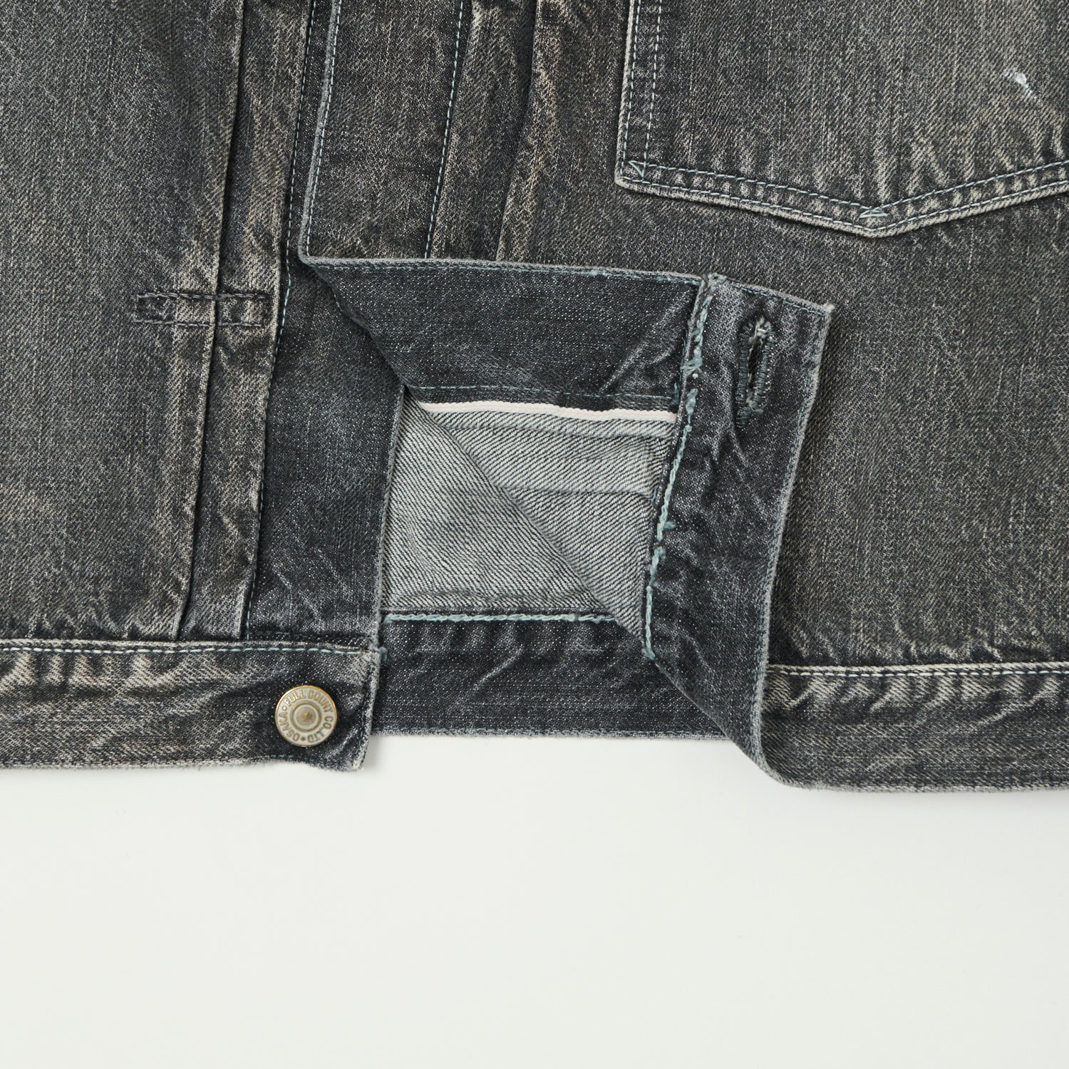 FULLCOUNT 2107 13.5oz Type I Denim Jacket - Black Splatter Dartford Wash