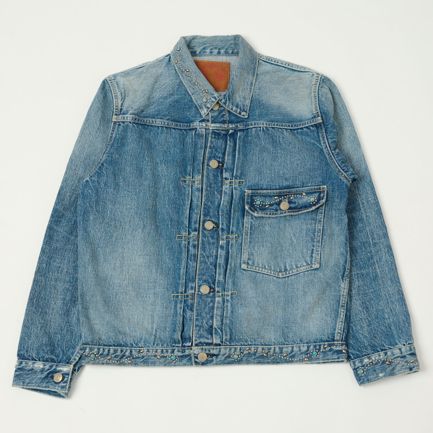 FULLCOUNT 2107 'On Studs by Zip Stevenson HTC' 13.75oz Type I Denim Jacket - Dartford Wash