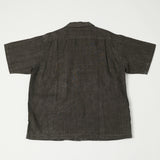 Full Count 4075-1 'Ink Cake Dye' Linen Open Collar Shirt - Ink Black