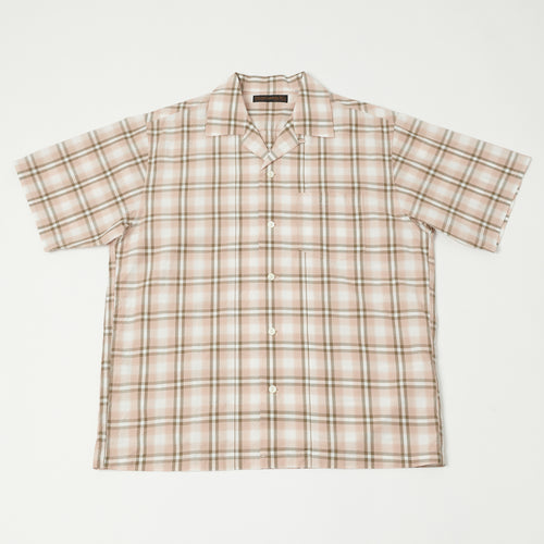 FULLCOUNT 4075 Broad Check Open Collar Shirt - Pink