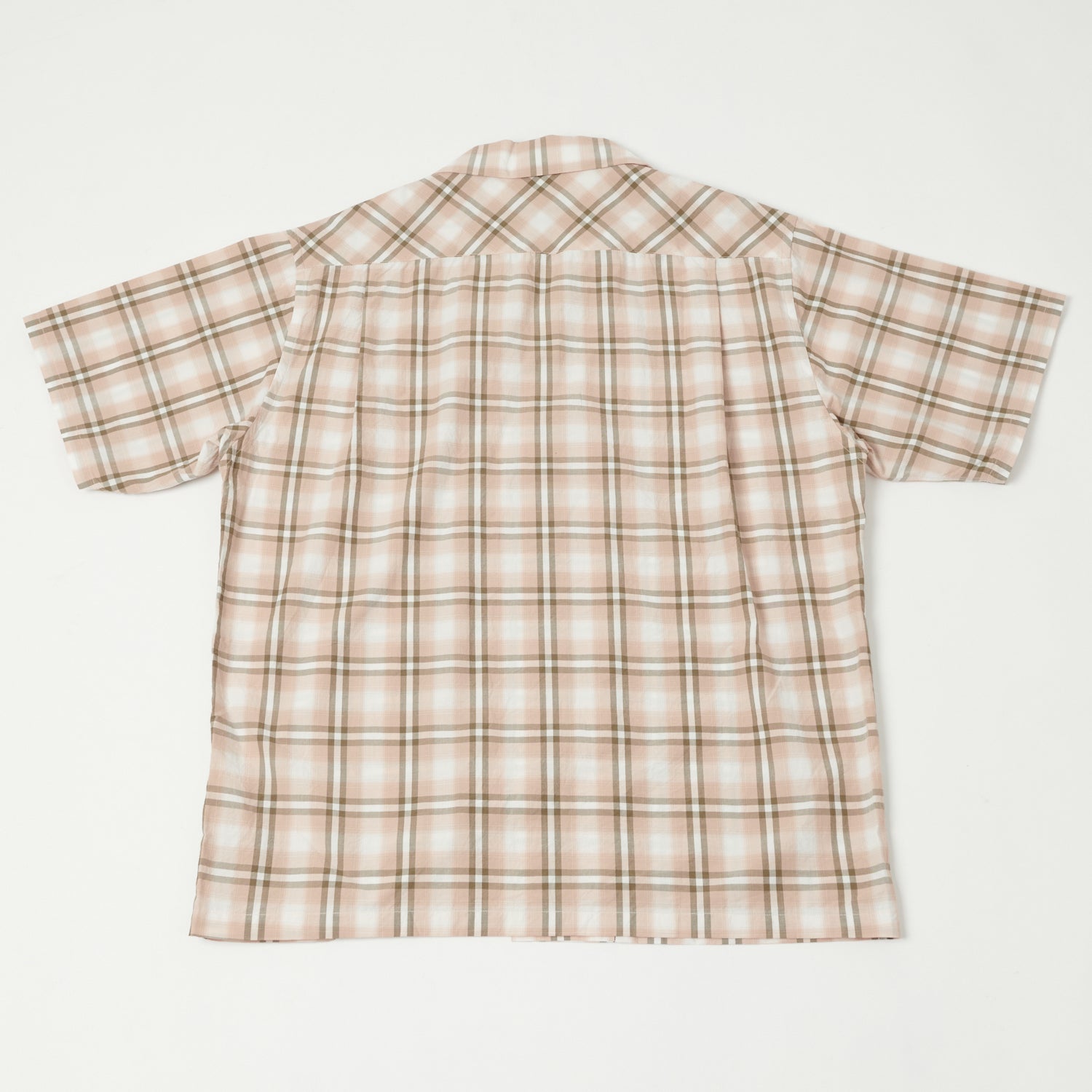 FULLCOUNT 4075 Broad Check Open Collar Shirt - Pink