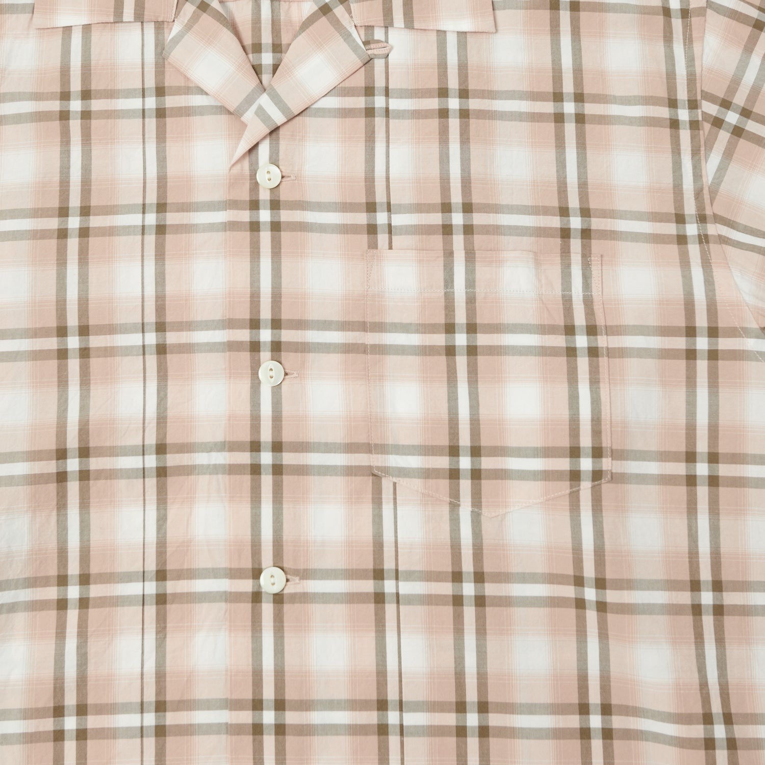 FULLCOUNT 4075 Broad Check Open Collar Shirt - Pink