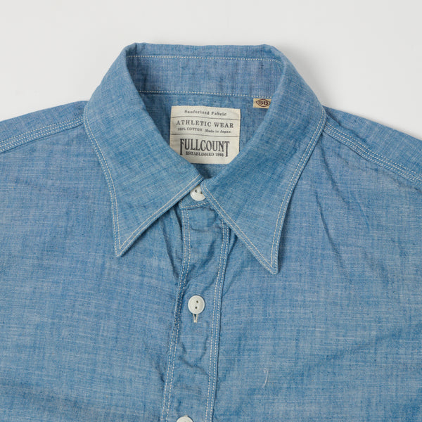 Full Count 4090 1930s Triple Stitch Chambray Shirt - Blue